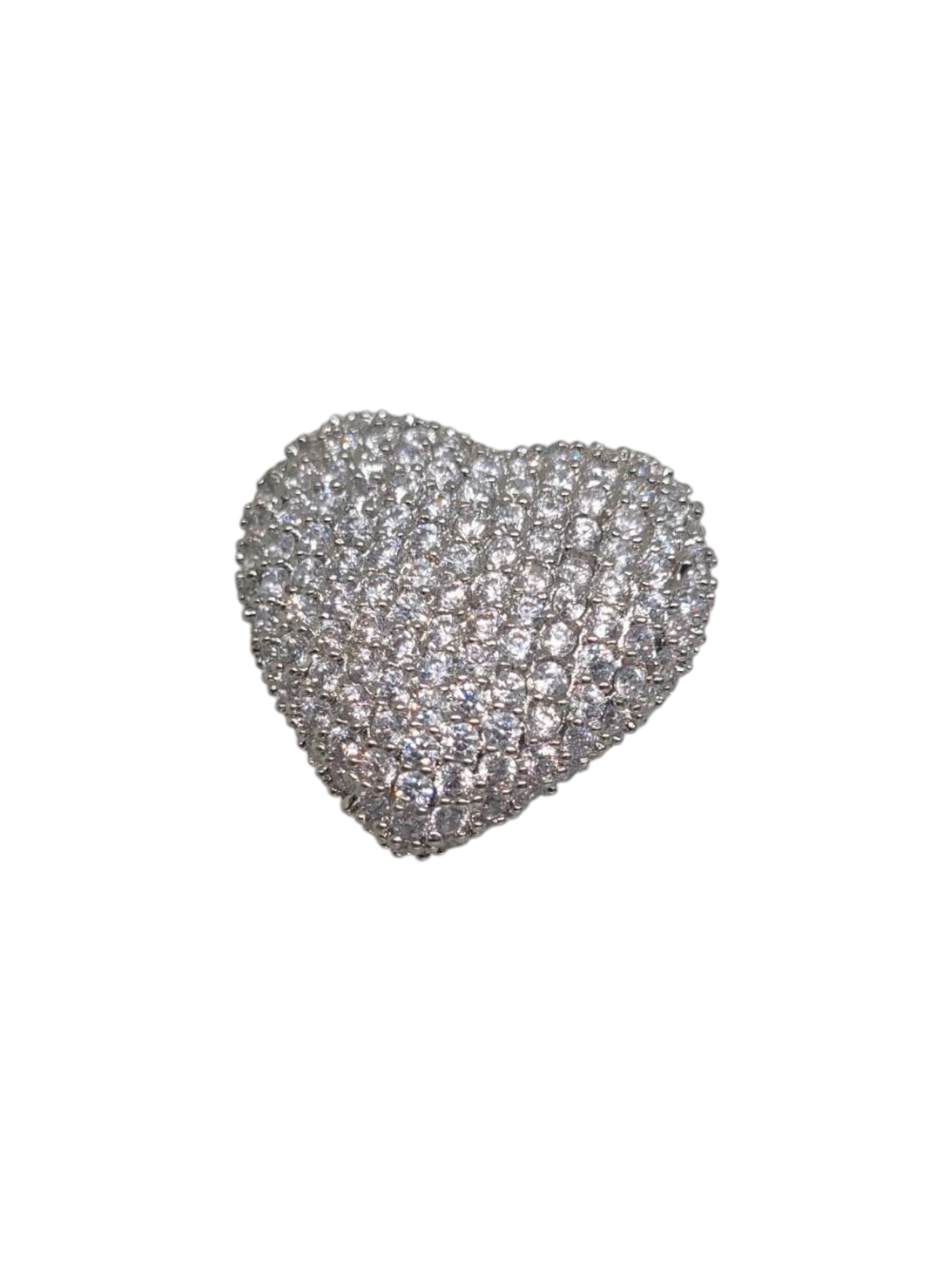 Anello Cuore Bombé Pavé Silver