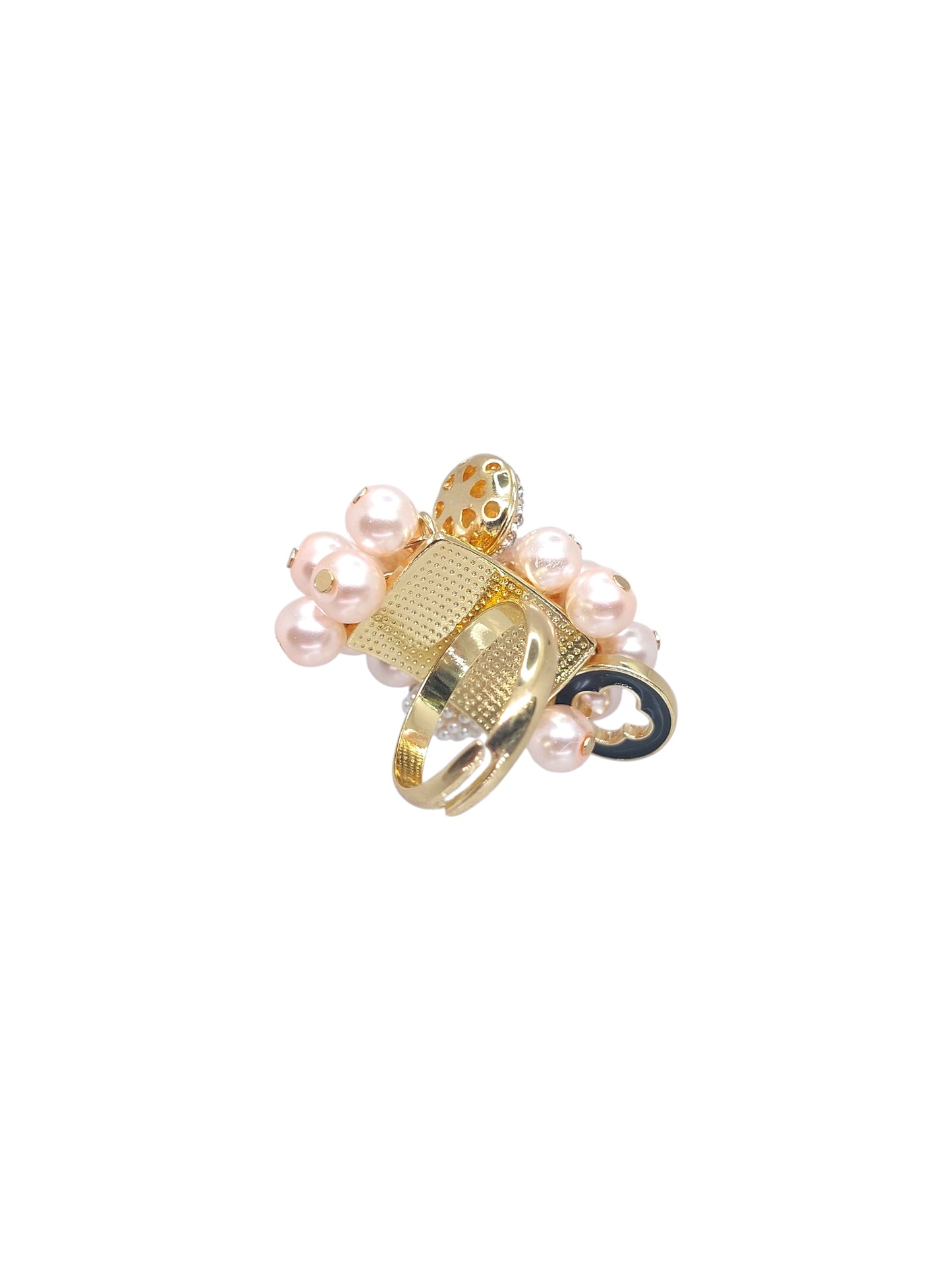 Anello Grappolo Perle Rosa