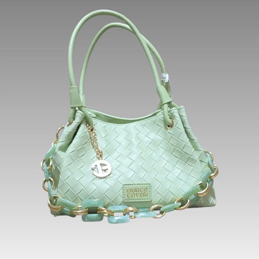 Borsa Intrecciata Verde Menta Enrico Coveri