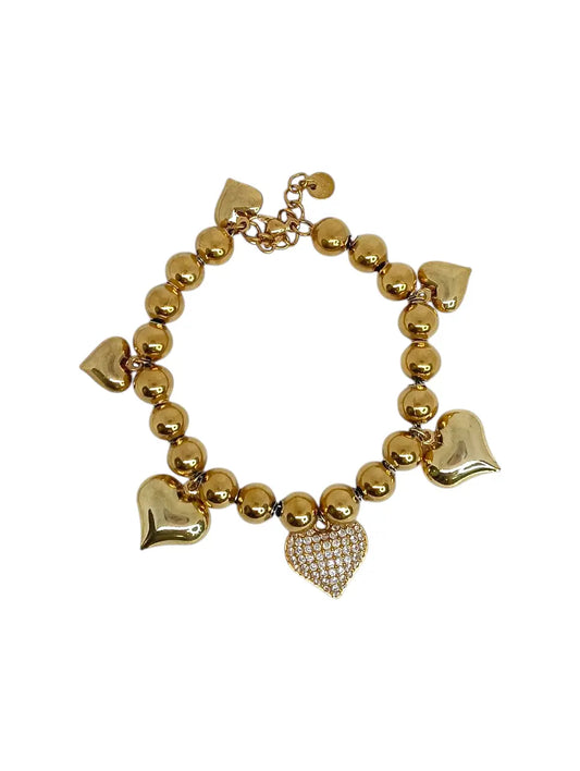 Bracciale Sfere e Cuori Sonagli Pavé Splendi