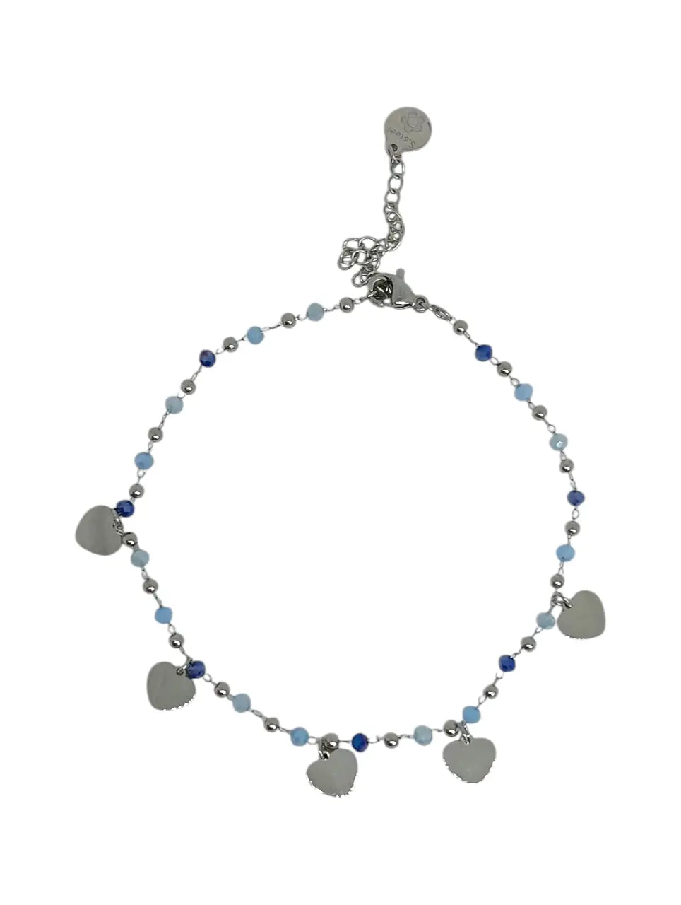 Cavigliera Cristalli Blu e Cuori Silver Splendi