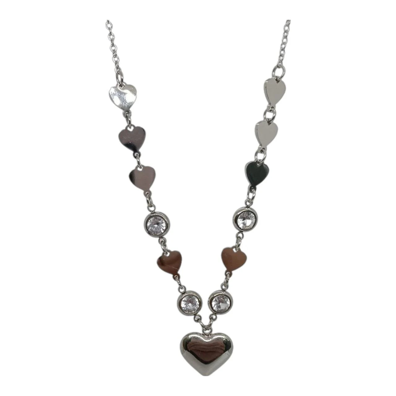 Collana Silver con Cuori e Punti Luce