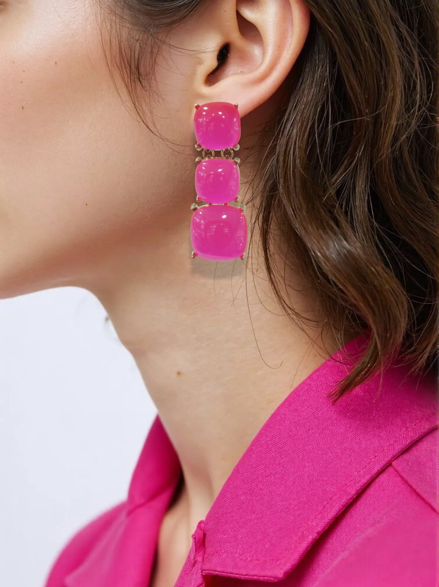 Orecchini Pendenti Fucsia Fluo