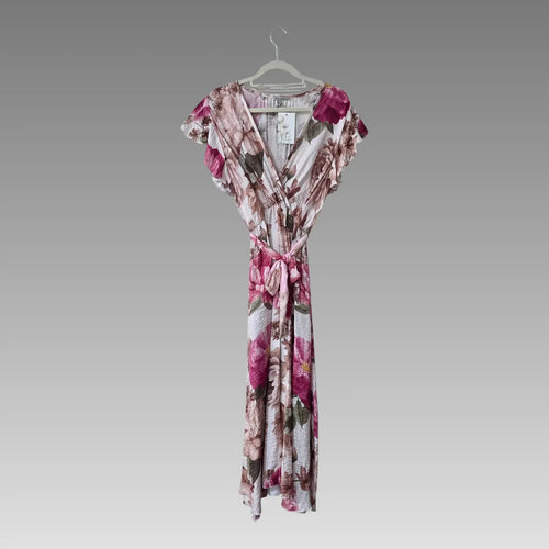 Vestido largo cruzado floral