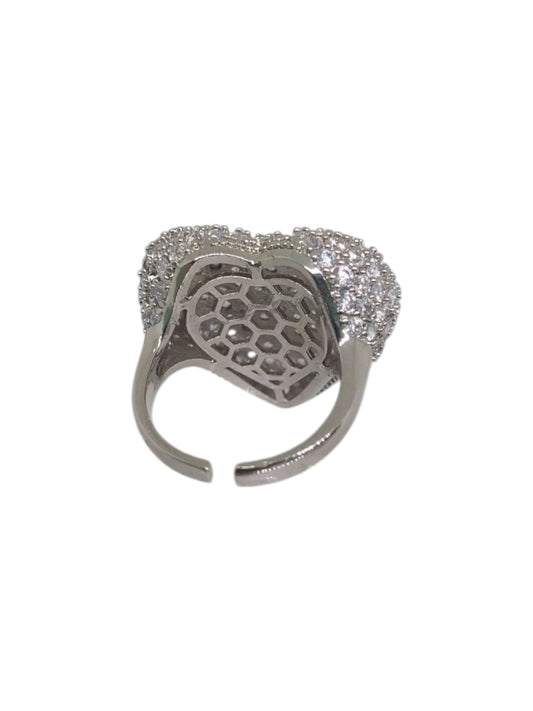 Anello Cuore Bombé Pavé Silver