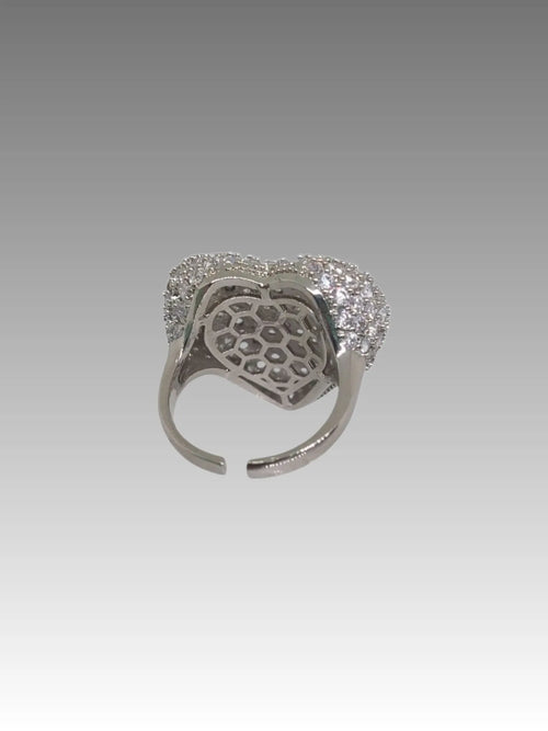 Anello Cuore Bombé Pavé Silver Splendi