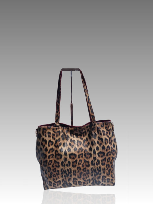 Borsa Animalier Double Face Leopardata e Vinaccio Splendi