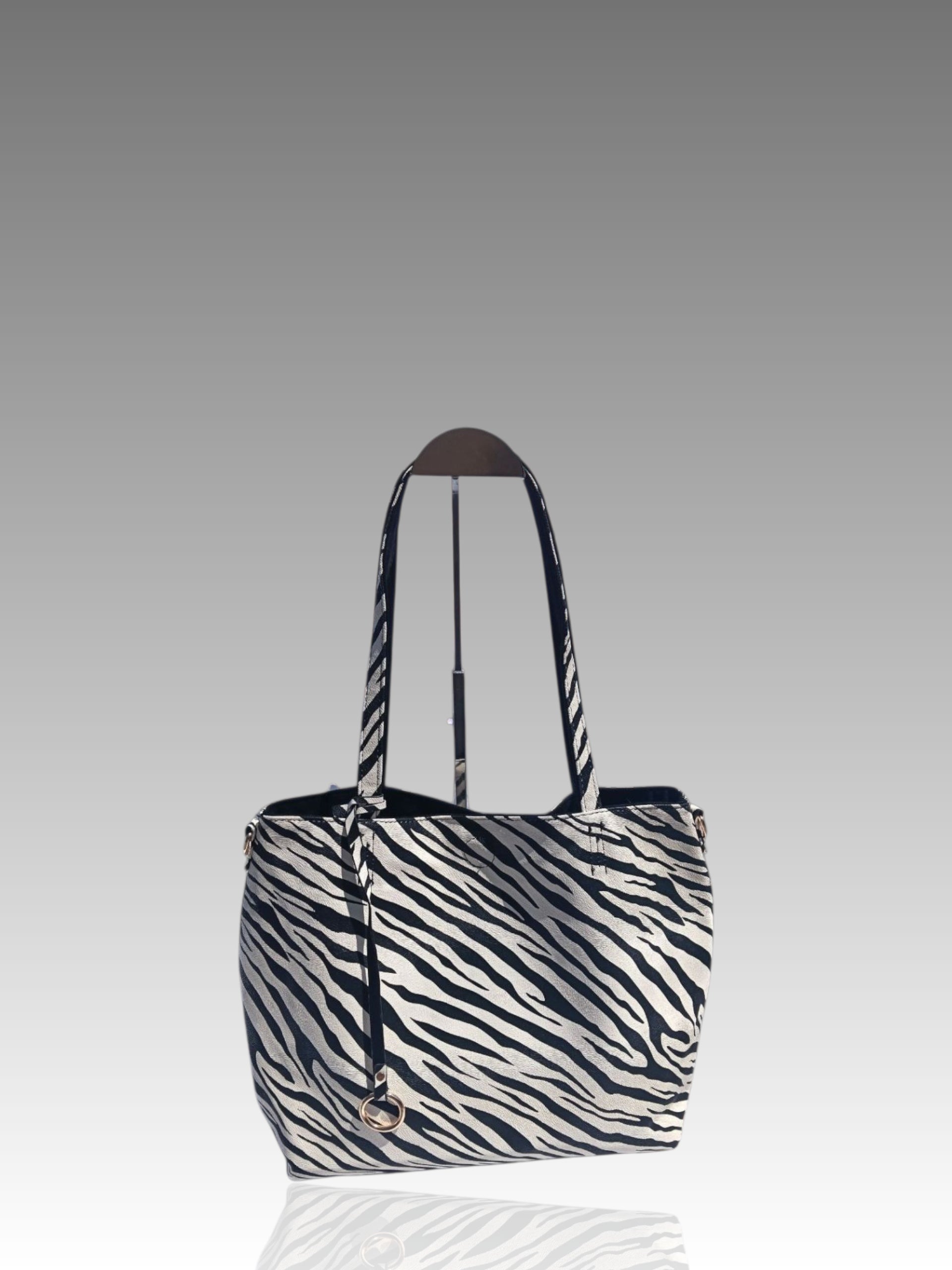 Borsa Animalier Double Face Zebrato e Nero Splendi