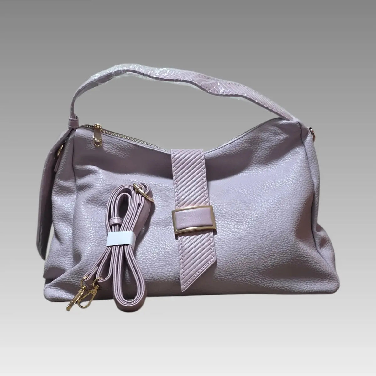 Bolso con solapa a rayas