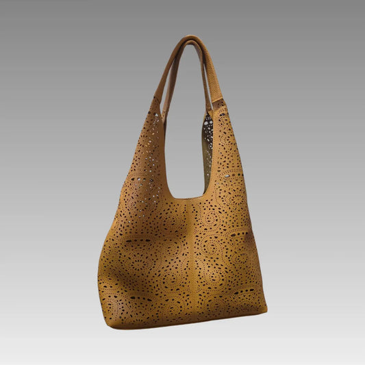 Borsa Hobo Traforata Ocra
