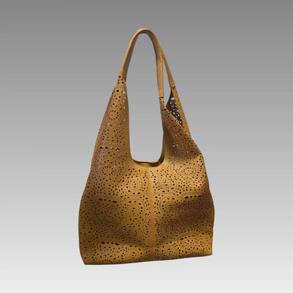 Borsa Hobo Traforata Ocra