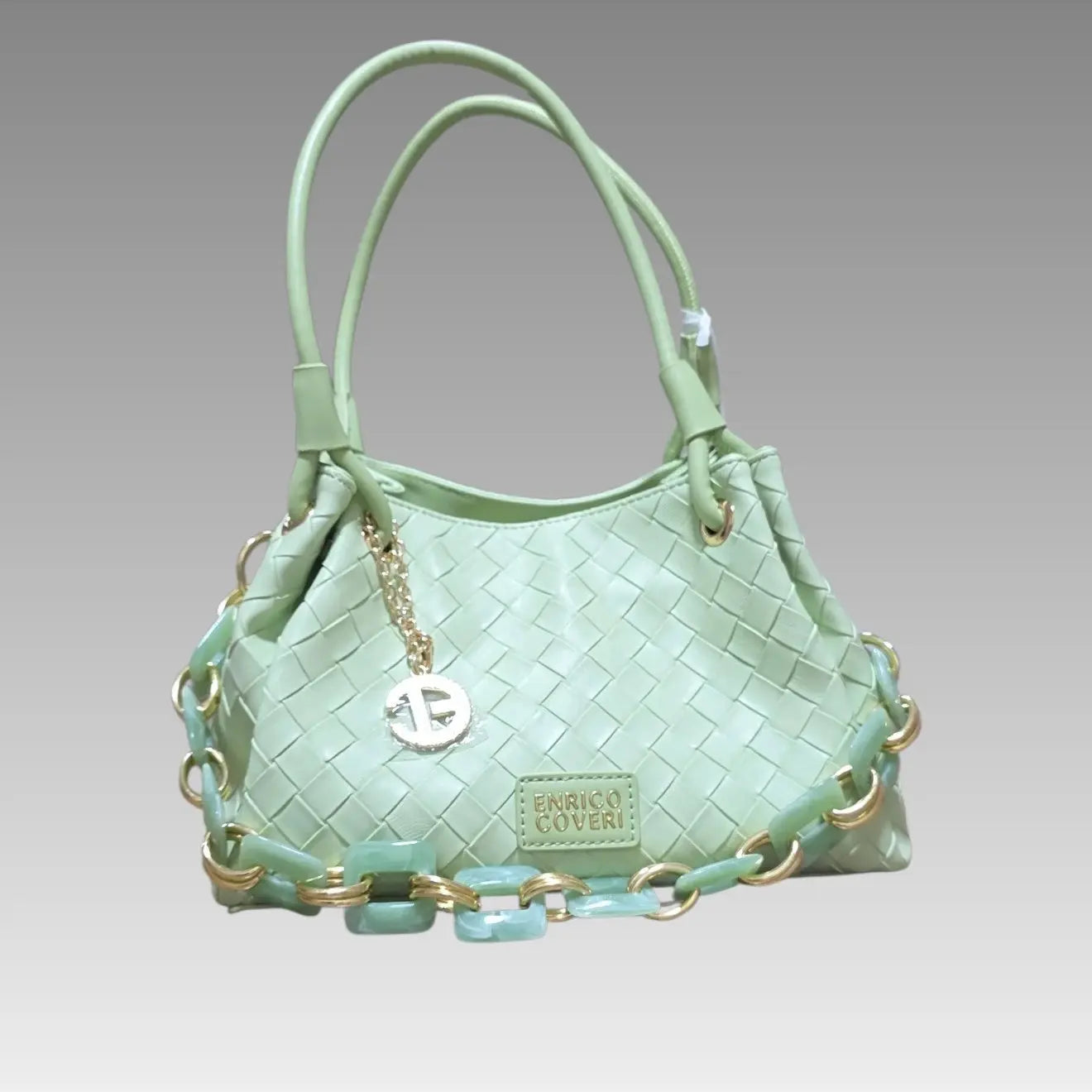 Bolso trenzado verde menta Enrico Coveri