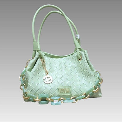 Borsa Intrecciata Verde Menta Enrico Coveri