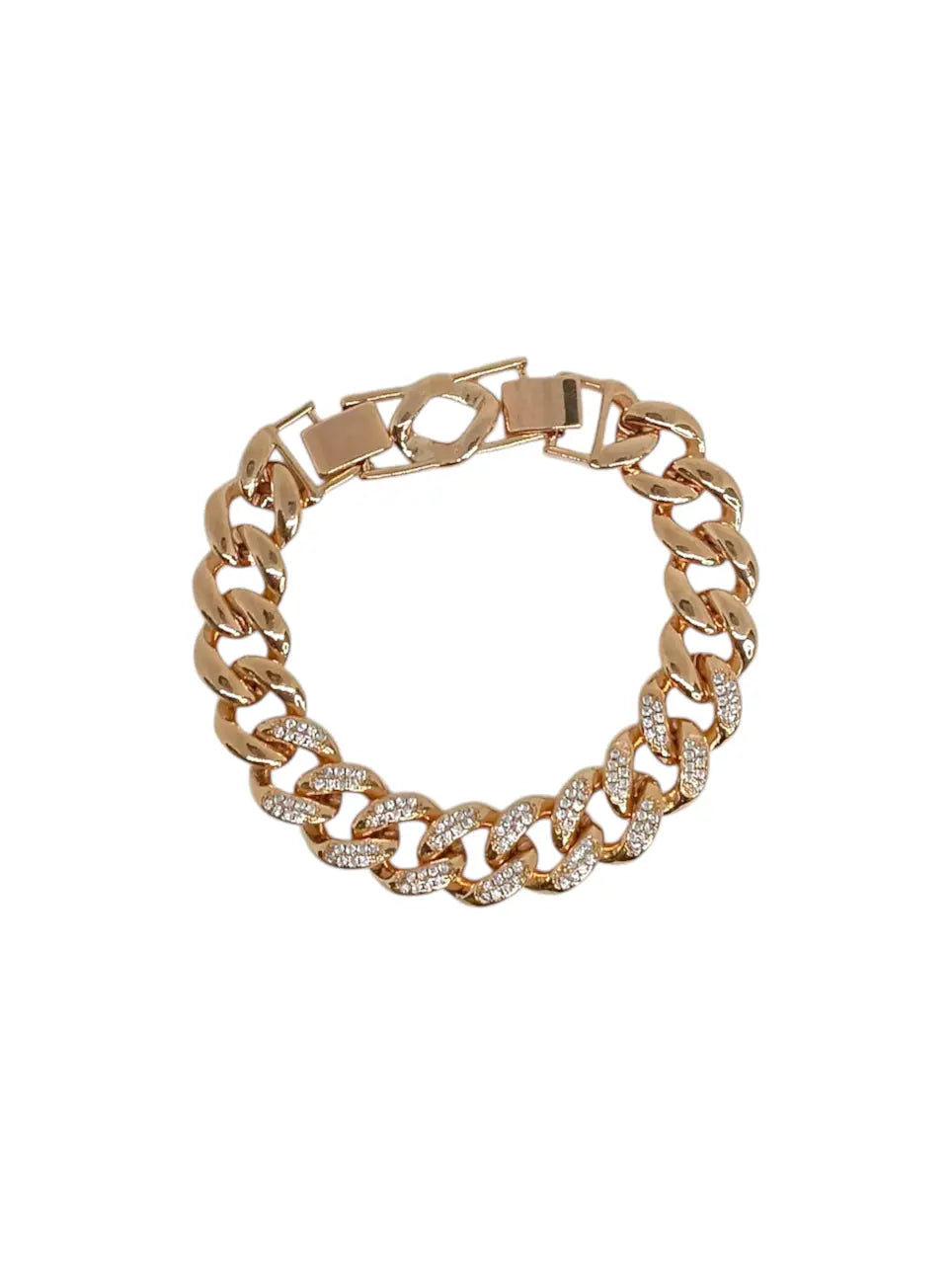 Bracciale Maglia Cubana Rose Gold e Zirconi Splendi