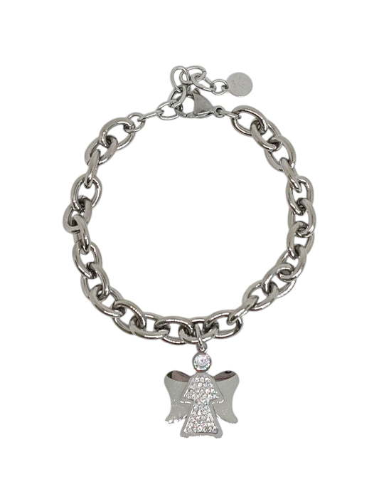Bracciale Big Angel e Zirconi Silver