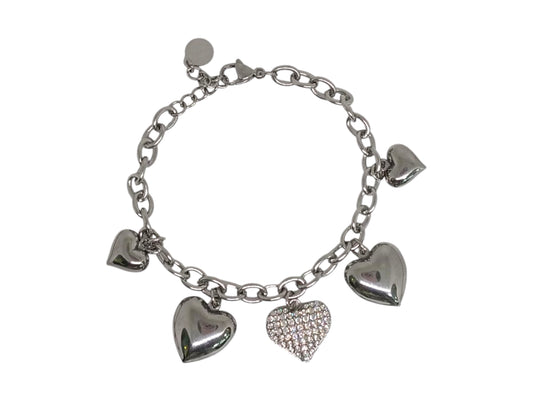 Bracciale Cuori Sonagli e Pavé Silver