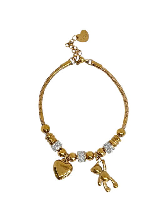Bracciale Teddy e Cuore Gold