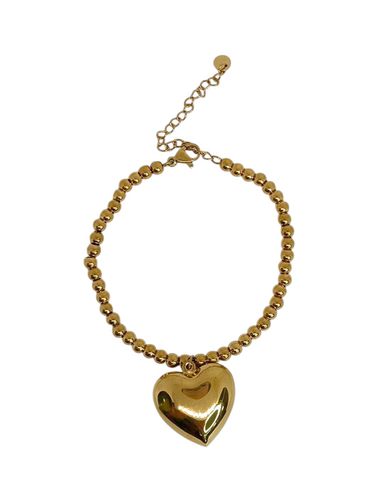 Bracciale Microsfere Big Heart Gold