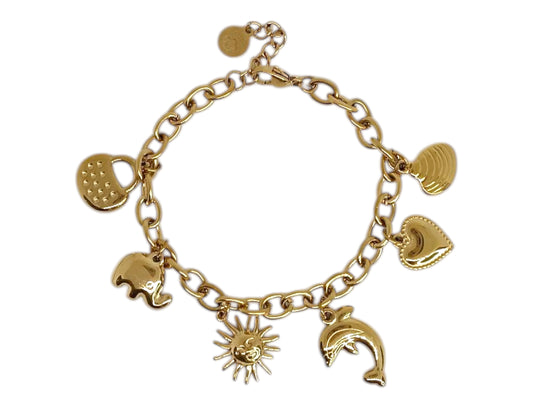 Bracciale Sole e Delfino Gold