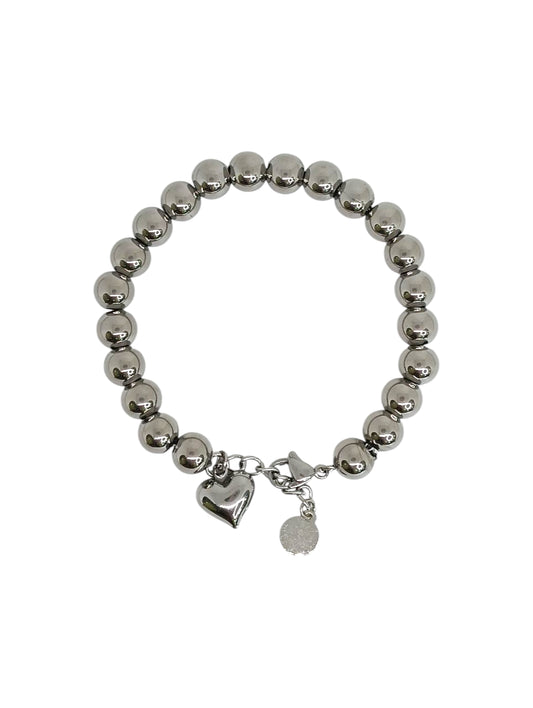Bracciale Sfere 8mm E Cuore Sonaglio