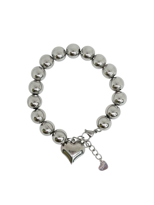 Bracciale Sfere 10mm E Cuore Sonaglio