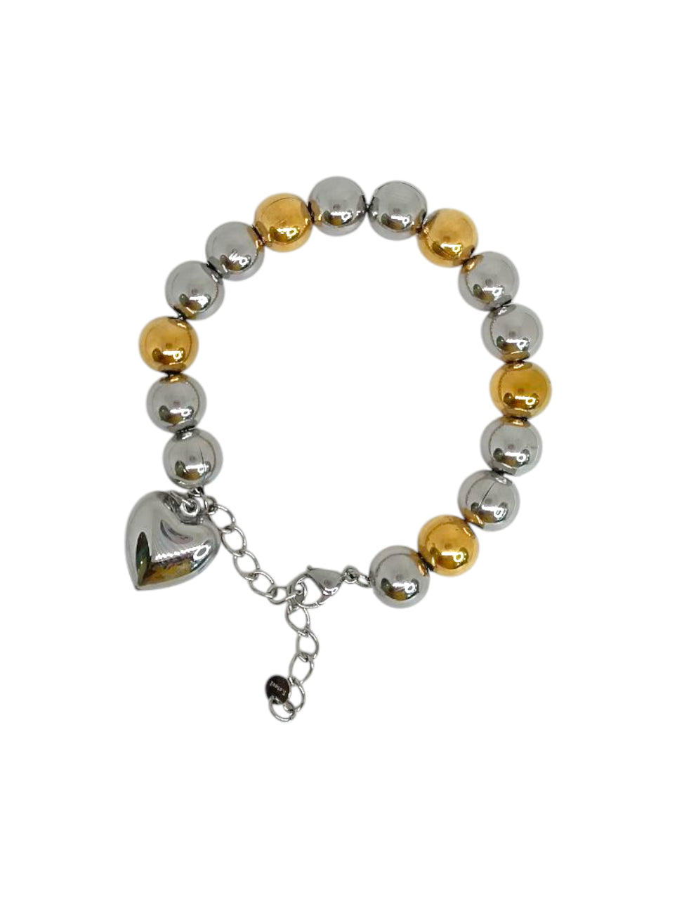 Bracciale Sfere 10mm E Cuore Sonaglio