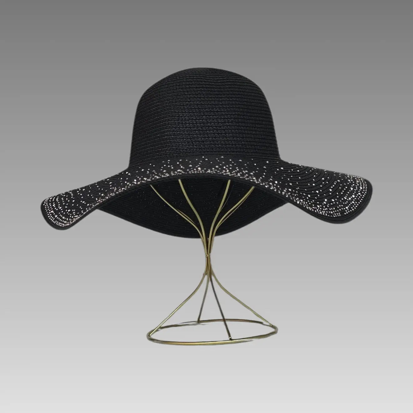 Sombrero de sol negro con strass