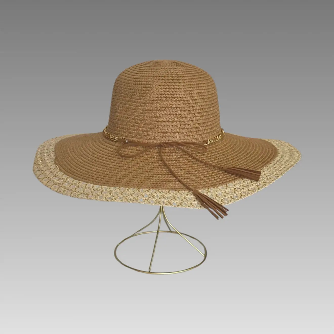 Cappello Da Sole Con Catenella Dorata