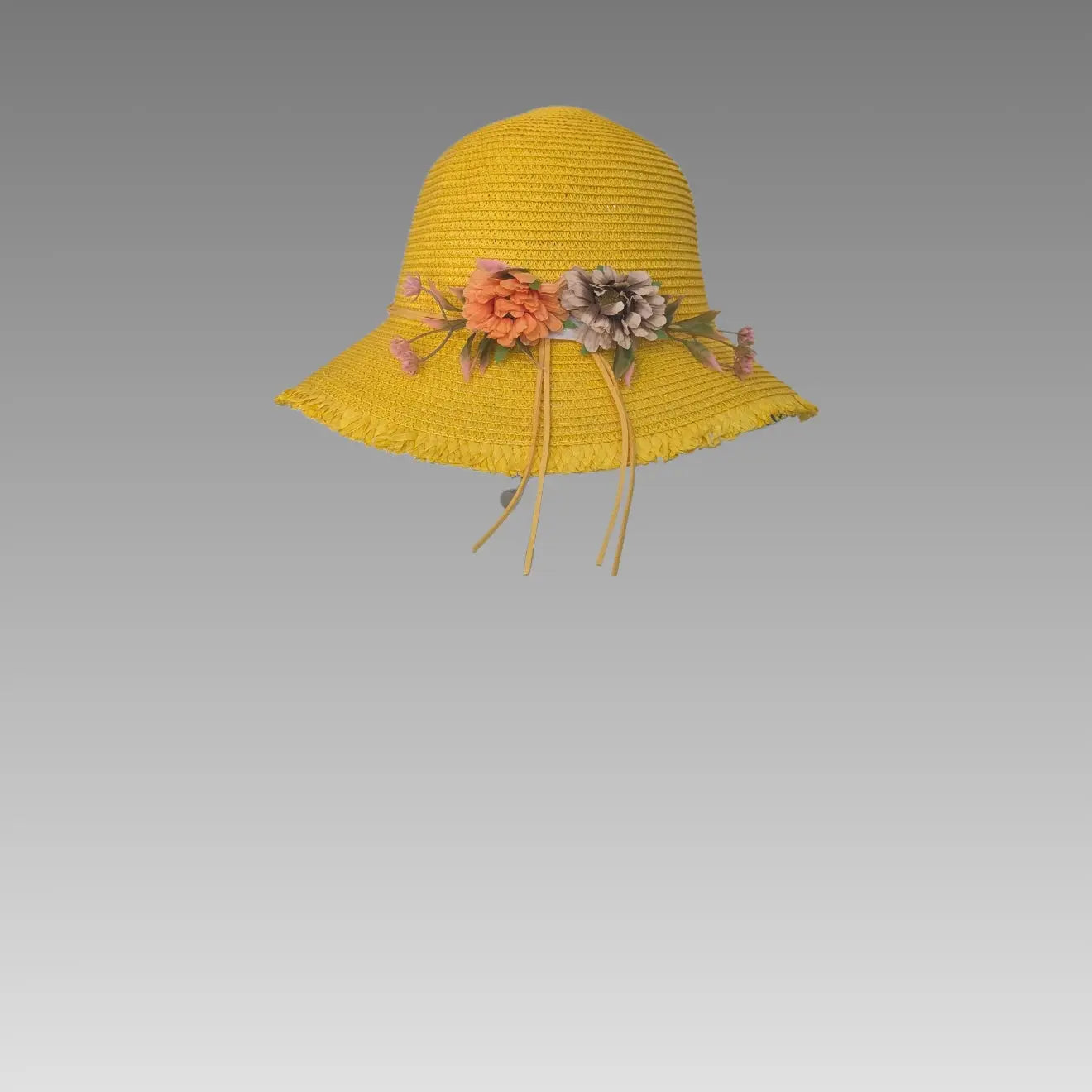 Sombrero de sol con flores decorativas