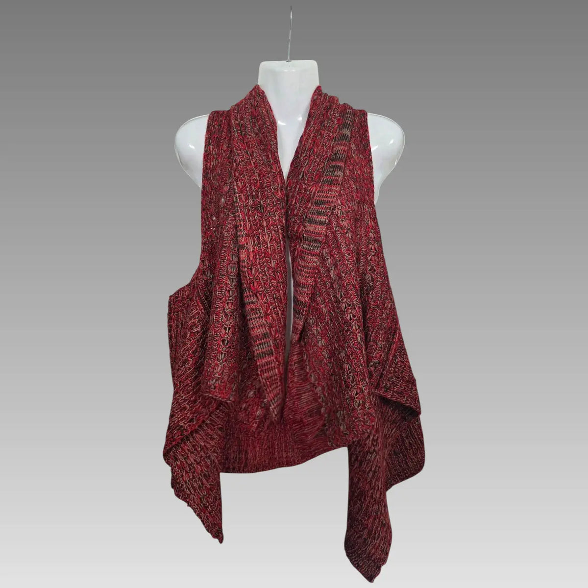 Cardigan Smanicato Rosso Melange Splendi