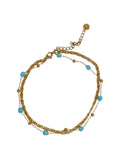 Cavigliera Gold Doppia Maglia Cristalli Turchesi Splendi