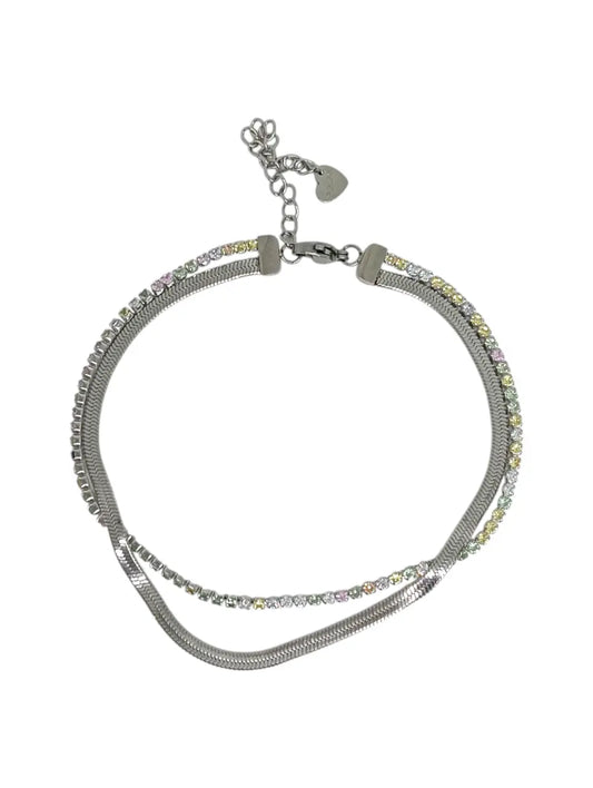 Cavigliera Silver Doppia Maglia Splendi