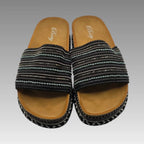 Chancla de tira Boho Chic Negra