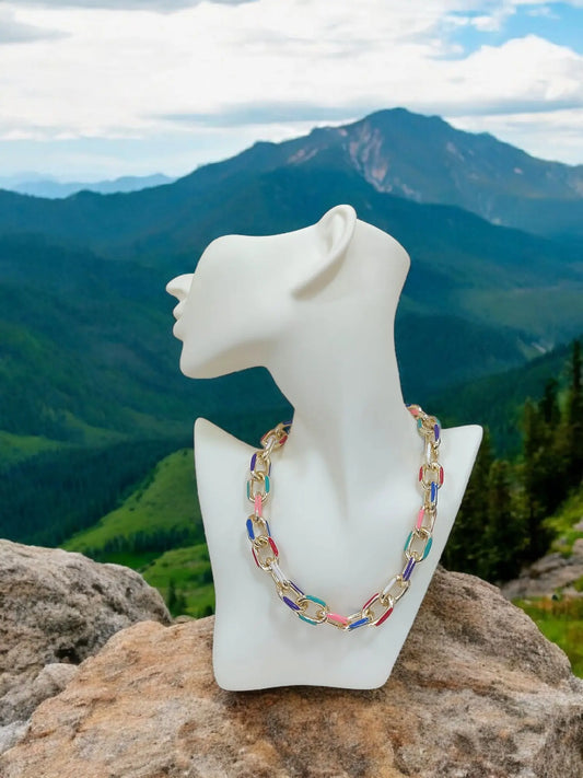 Collana Catena Smaltata Multicolor Base Gold Splendi