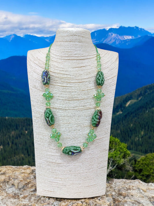 Collana Etnica con Ceramiche e Cristalli