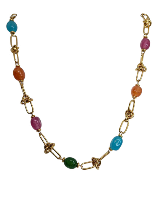 Collana Nodo e Pietre Colorate