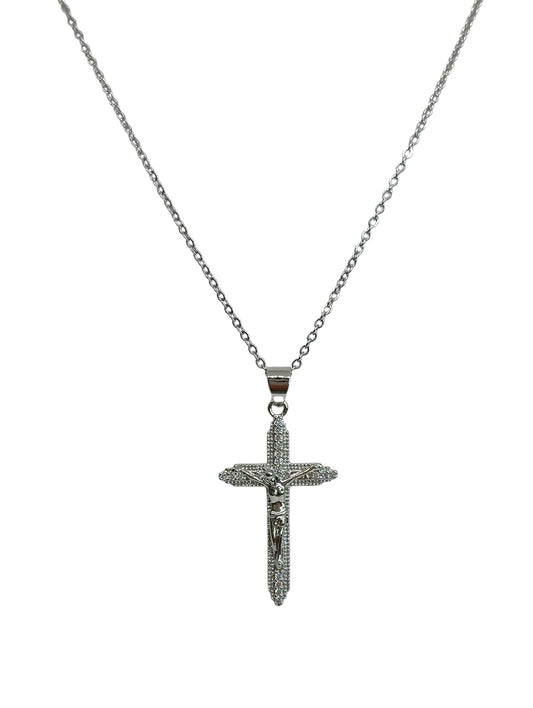 Collana Croce Pavé con Crocefisso
