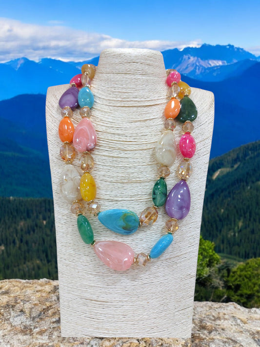 Collana Arcobaleno Doppio Giro con Cristalli