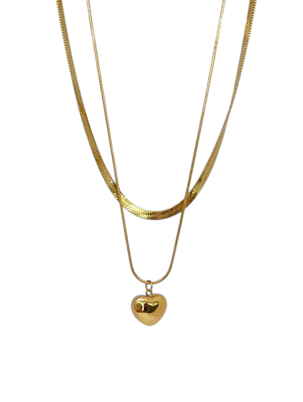 Collana Doppia Maglia Cuore Gold