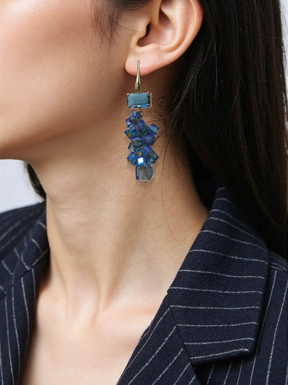 Orecchini Grappolo Cristallo Blu