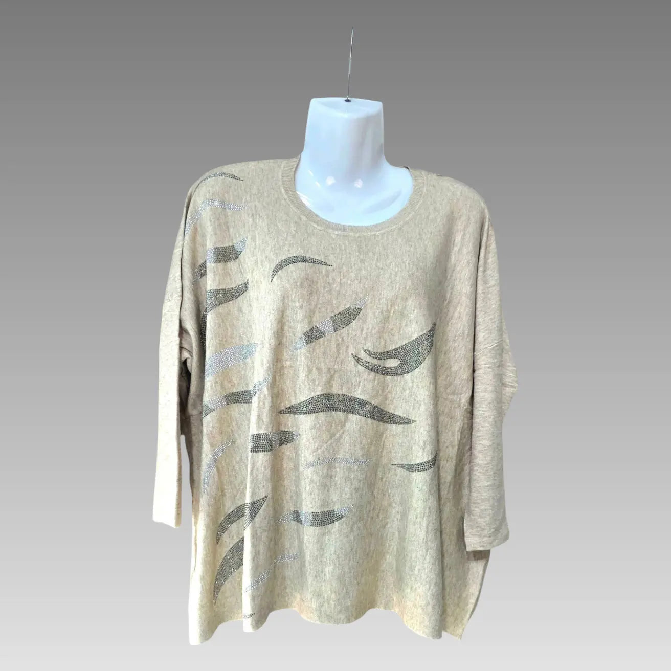 Maglia Oversize Con Strass Nero Splendi