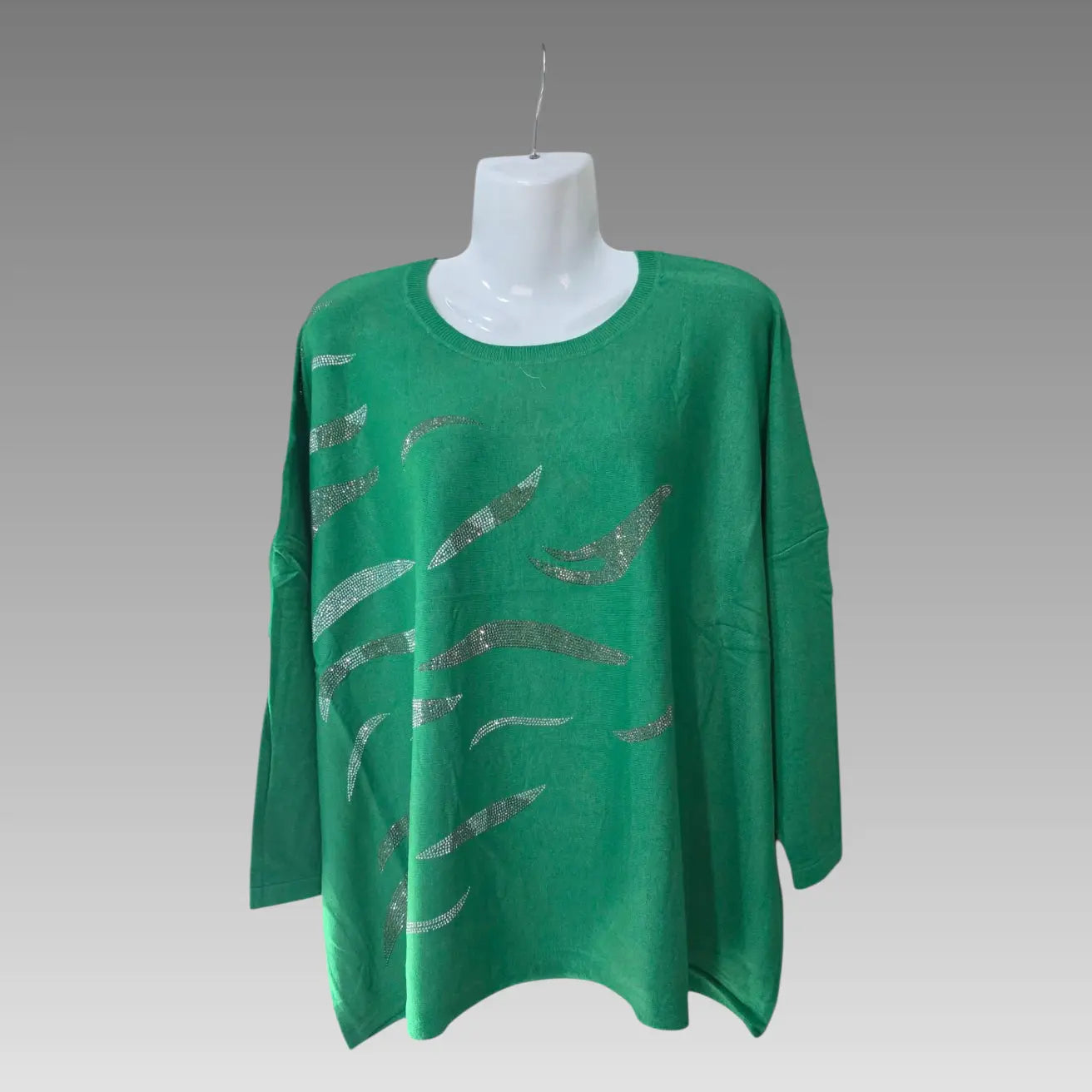 Maglia Oversize Con Strass Nero Splendi