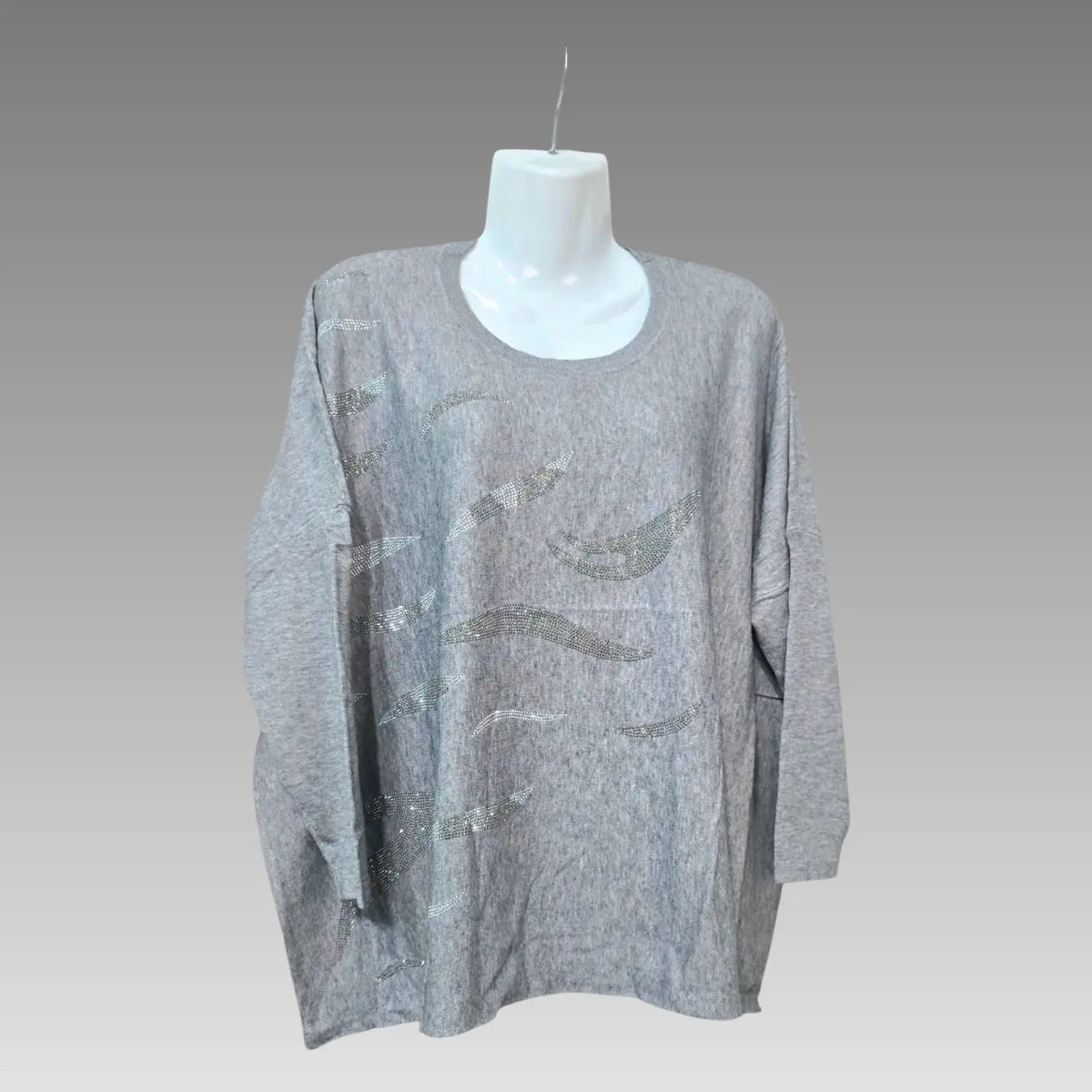 Maglia Oversize Con Strass Nero Splendi