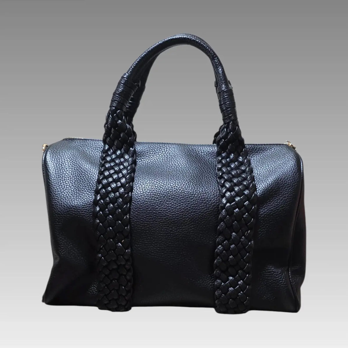 Maxi bolso tipo baúl trenzado negro