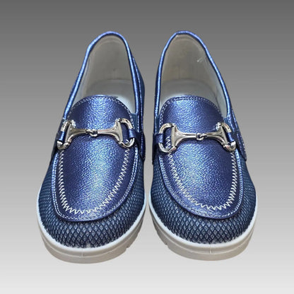 Mocassini Comfort Blu Metallizzato Splendi