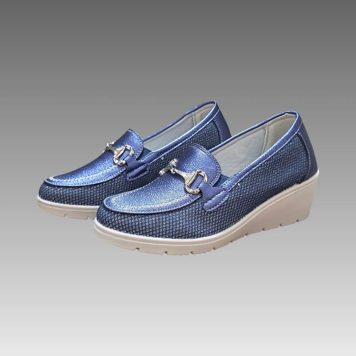 Mocassini Comfort Blu Metallizzato Splendi