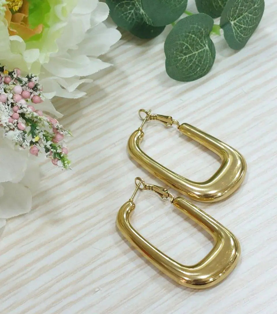 Orecchini Cerchi Squadrati Gold Splendi