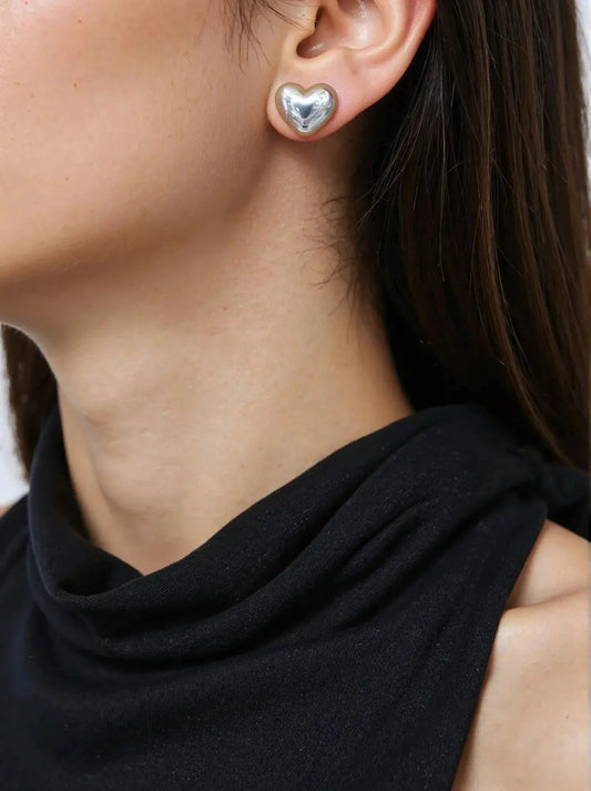 Orecchini Cuore Bombé Silver Splendi