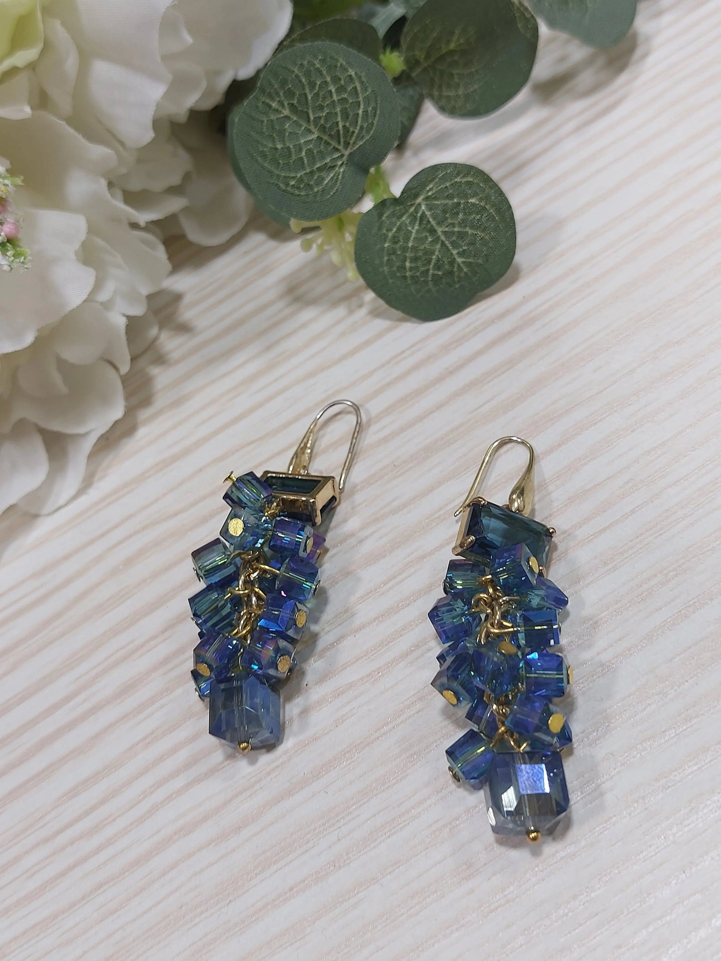 Orecchini Grappolo Cristallo Blu Splendi