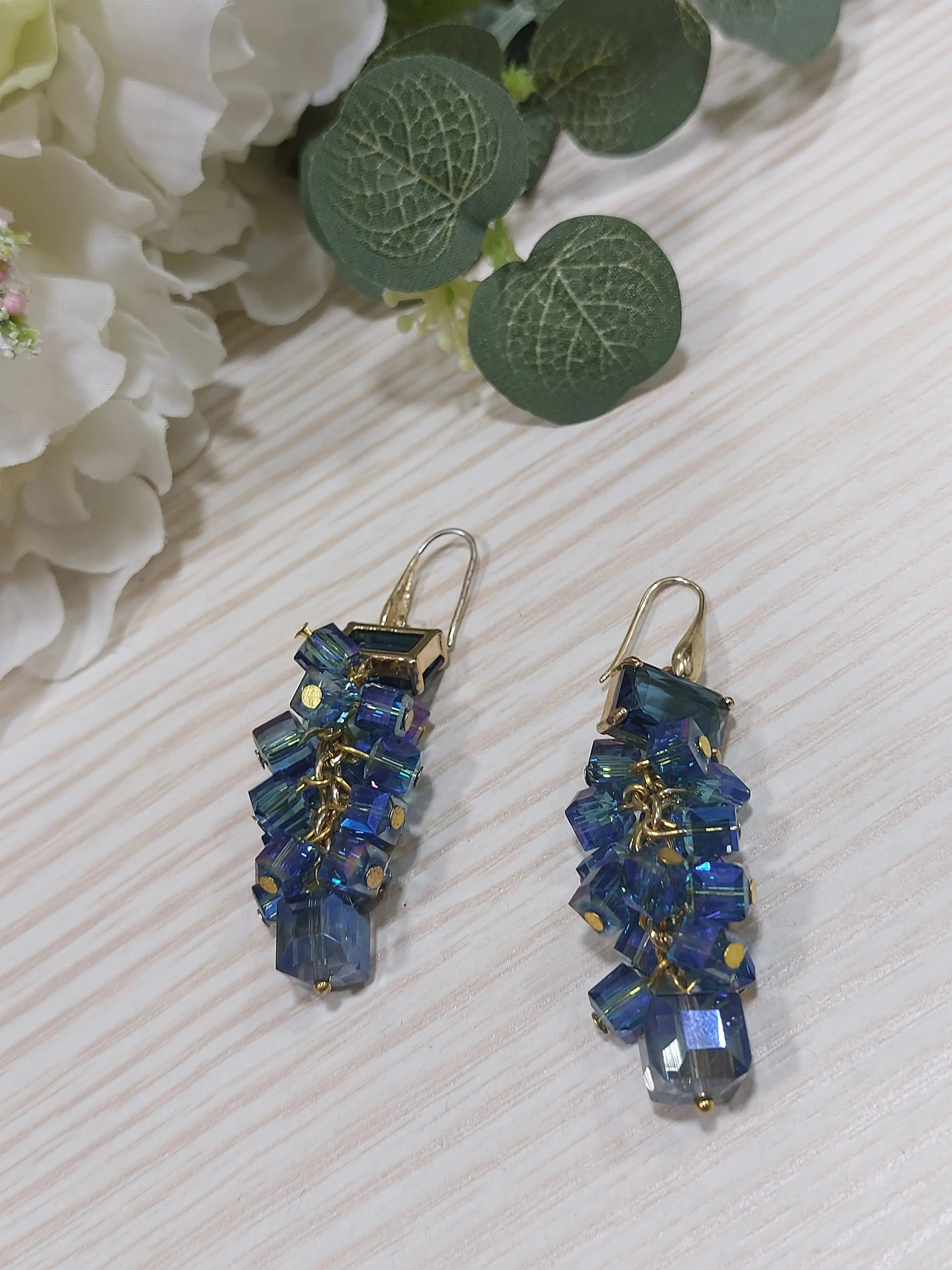 Orecchini Grappolo Cristallo Blu Splendi